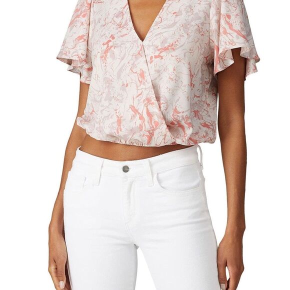 Astr Pink Flutter Sleeve Blouse with Notched Collar Size Small Womens - Picture 8 of 14